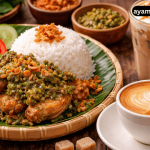menu ayam sambal ijo dan minuman kopi